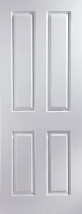 Geom 4 panel Unglazed Contemporary White Woodgrain effect Internal Fire door, (H)1981mm (W)838mm (T)44mm