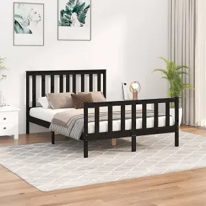 Berkfield Bed Frame with Headboard Black 120x200 cm Solid Wood Pine