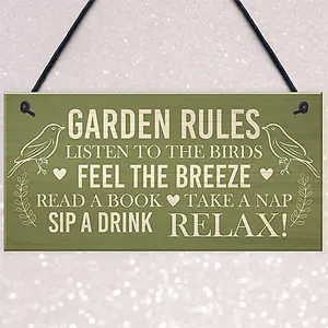 Red Ocean Outdoor Plaques For Garden Garden Rules Sign Novelty Hanging Summer House Sign Garden Shed Friendship Gift