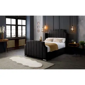 Nelly Plush Velvet Black Bed Frame