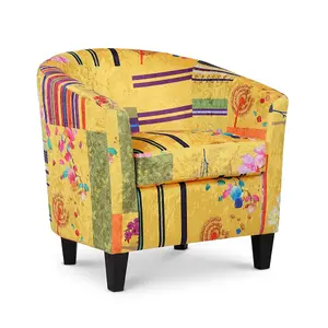 Fabric Gold Patchwork Tricia Tub Chair