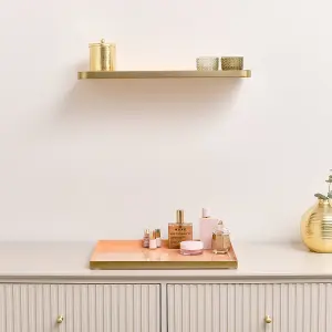 Melody Maison Gold & Peach Enamelled Metal Wall Shelf - 50cm