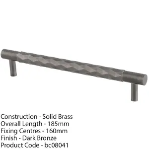 Diamond T Bar Pull Handle - Dark Bronze - 160mm Centres SOLID BRASS Drawer