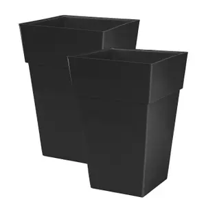 simpa 2PC Moda Milano 28L Black Plastic Planters.