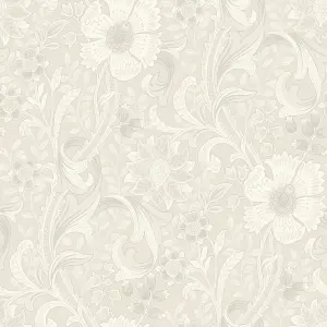 Grandeco Boutique Traditional Floral Trail PVC-free Eco Wallpaper, Off White