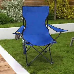 Set of 2 Portable Folding Camp Chairs - Lightweight with Cup Holder Side Pocket and Carry Bag - Ideal for Camping Festivals