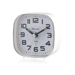 Analogue Quartz Movement / Crystal Alarm Tabletop Clock White