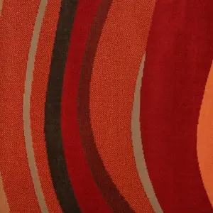 Warm Red Terracotta Wave Living Room Runner Rug 60x240cm