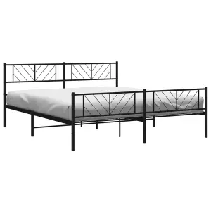 Berkfield Metal Bed Frame with Headboard and Footboard Black 183x213 cm