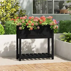 Berkfield Planter with Shelf Black 82.5x34.5x81 cm Solid Wood Pine