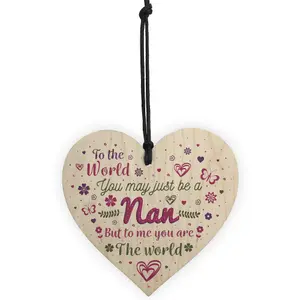 Red Ocean NAN Birthday Christmas Grandparent Gifts Handmade Wooden Hanging Heart Sign Thank YOU Keepsake Gift For NAN