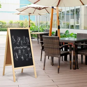 Costway Double-Sided Chalkboard Foldable Advertising Board w/ Magnetic Chalkboard Eraser for Home Cafe Restaurant Flower Shop