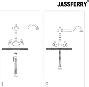 JASSFERRY French Mixer Tap Classic Kitchen Sink Crosshead Handle Chrome