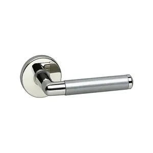 URBNLIVING 120mm Length 2 Pcs Vienna Metal & Polished Nickel Rose Lever Latch Door Handles Set