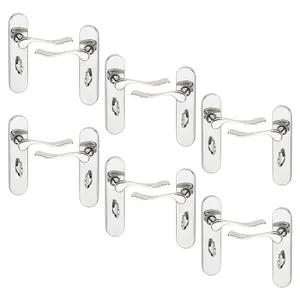 URBNLIVING 174mm Length 12 Pcs Berkshire Metal & Polished Nickel Lever Latch Door Bathroom Handle Set