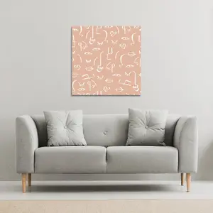 line drawing abstract faces (Canvas Print) / 77 x 77 x 4cm