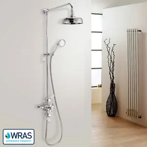 Nes Home Traditional Victorian Thermostatic Shower Valve With Brass Slider Rail