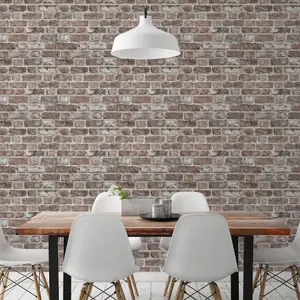 GDUK Brick Wall Effect Tanlay Smooth Wallpaper, Pink