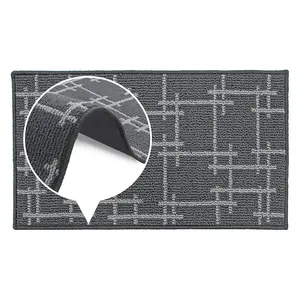 JVL Vector Machine Washable Latex Backed Doormat, 40x70cm, Grey