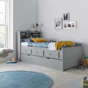 Venus Grey Guest Bed With Drawers And Trundle With Spring Mattresses