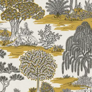 Fine Decor Zen Toile Ochre Wallpaper