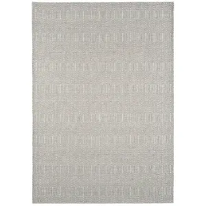 Silver Geometric Handmade Luxurious Modern Wool Easy To Clean Rug Dining Room Bedroom And Living Room-100cm X 150cm