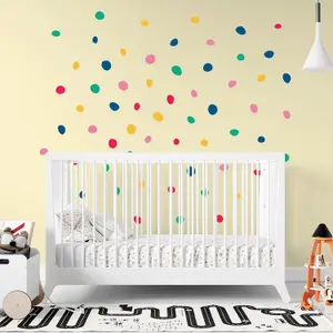 Walplus Dalmatian Polka Dots Colourful X 5 Kids Sticker PVC Multicoloured, Red, Blue