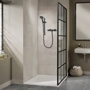 Triton Benito Matt Black Brushed steel effect Wall-mounted Thermostatic Mixer Shower