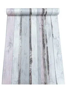 Rustic Paint Wood Grain Panel Effect Grey Blush Pink Wallpaper Cabin Wood Plank