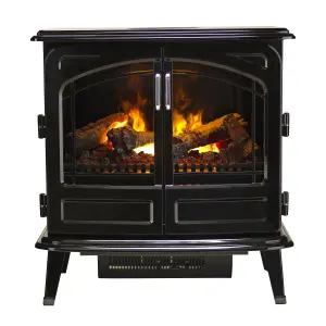 Dimplex Optimyst 2000W Gloss Noir Cast enamel effect Electric Stove (H)660mm (W)620mm