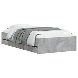 Berkfield Bed Frame with Drawers without Mattress Concrete Grey 90x190 cm Single