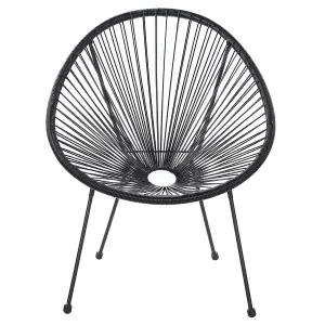 Set of 2 Garden Chairs ACAPULCO II PE Rattan Black