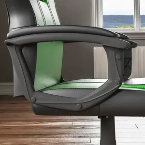 Latitude Run Muskoka Adjustable Ergonomic Faux Leather Swiveling PC & Racing Game Chair Green