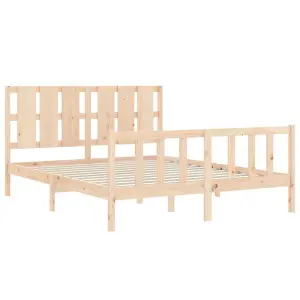 Berkfield Bed Frame with Headboard King Size Solid Wood