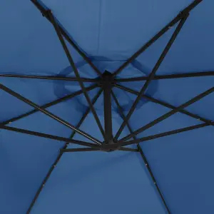 Berkfield Cantilever Umbrella with LED Lights and Steel Pole 300 cm Azure