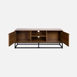 sweeek. Wood and rounded cane TV stand Retro Natural 140x40x55 cm