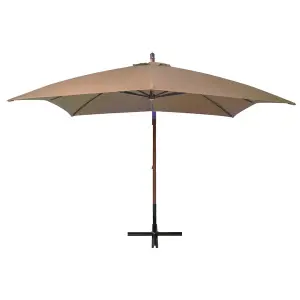 Berkfield Hanging Parasol with Pole Taupe 3x3 m Solid Fir Wood