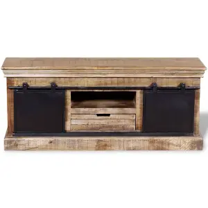 Berkfield TV Cabinet with 2 Sliding Doors Solid Mango Wood 110x30x45 cm