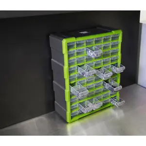 380 x 160 x 475mm 60 Drawer Parts Cabinet - GREEN - Wall Mounted / Standing Box