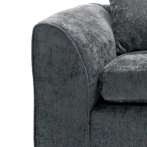 Zina Grey Chenille Fabric 3 Seater Sofa Scatter Back