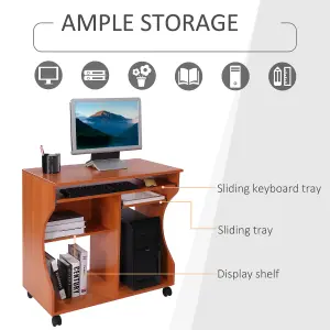 HOMCOM Computer Desk PC Laptop Writing Table Storage Shelf Workstation Wood Cart