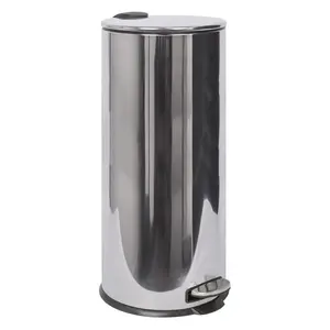 Stainless Steel Step On Waste Bin - 30L Chrome