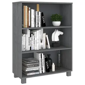 Berkfield Book Cabinet Dark Grey 85x35x112 cm Solid Wood Pine