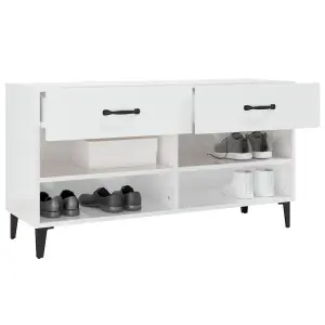 Berkfield Shoe Cabinet High Gloss White 102x35x55 cm Engineered Wood