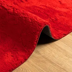 Rug HUARTE Short Pile Soft and Washable Red 160x160 cm