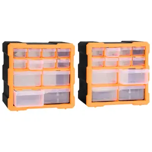 Berkfield Multi-drawer Organisers with 12 Drawers 2 pcs 26.5x16x26 cm