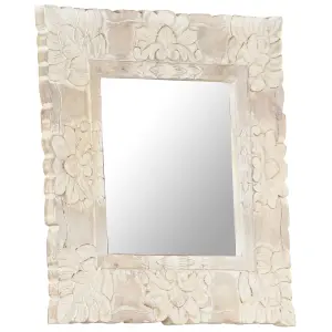 Berkfield Mirror White 50x50 cm Solid Mango Wood