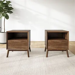 Walnut Pair Of Bedside Tables - Frances