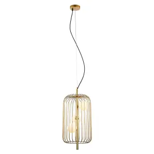 Luminosa Modern Hanging Pendant Golden 3 Light  with Gold, White Shade, G9