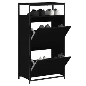 Shoe Cabinet Black 60x34x112 cm Engineered Wood